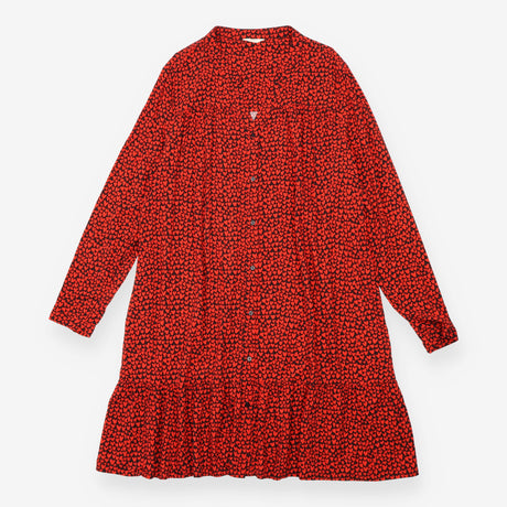 Shirt Dress Navy Red Heart Print Long Sleeve Tiere
