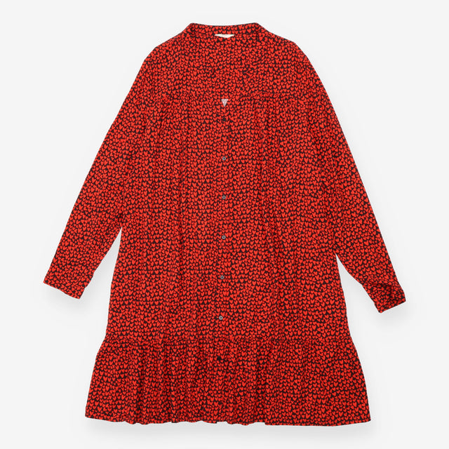 Shirt Dress Navy Red Heart Print Long Sleeve Tiere