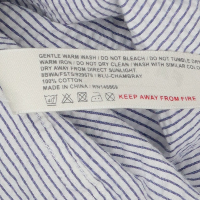 Blue Pinstripe Long Sleeve Cotton Shirt Women's