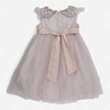 Dress Short Sleeved Pink Sparkle with Flower