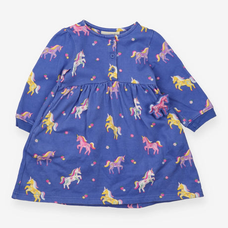 Sweater Dress Blue with Unicorns, Strawberries 