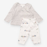 Outfit grey top and white bottom train
