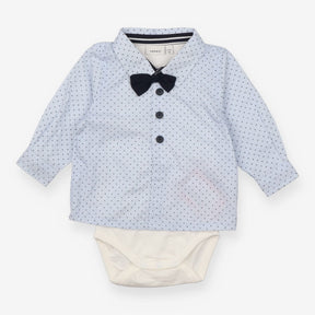 Bodysuit Shirt Blue Stripe with Navy Bow Tie