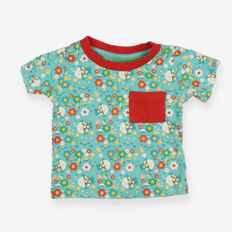 T-shirt Teal and Red Fish Print
