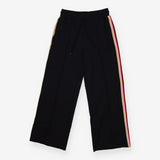 Black wide leg joggers with vivid rainbow stripe d