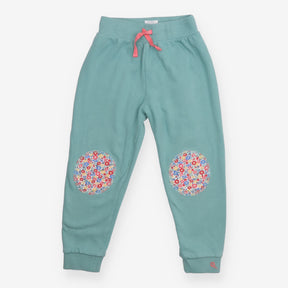 Green Joggers Floral Knee Patches