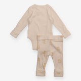 Outfit bodysuit long sleeve rib cream and leggings