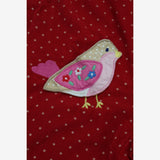 Dungarees Cord Red spot with Bird Applique