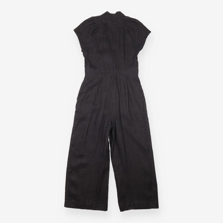 Whistles Black Linen Button Front Short Sleeve Jum
