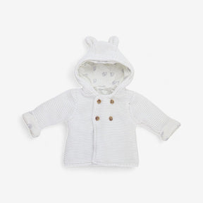 White knitted hoody with hedgehog lining