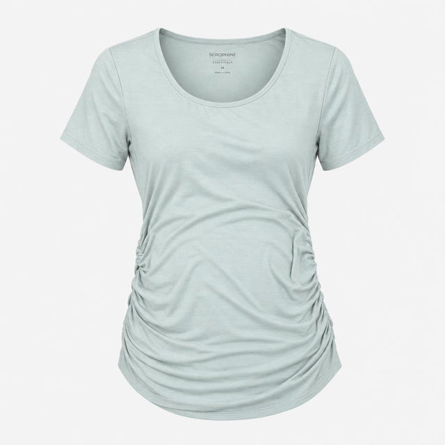 Maternity T-Shirt Sage Green Ruched Side Short Sle