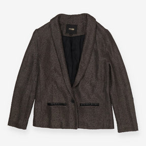 Blazer Textured Grey Open Front Jacket