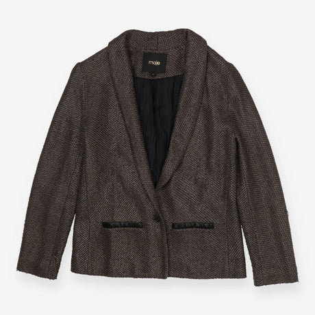 Blazer Textured Grey Open Front Jacket