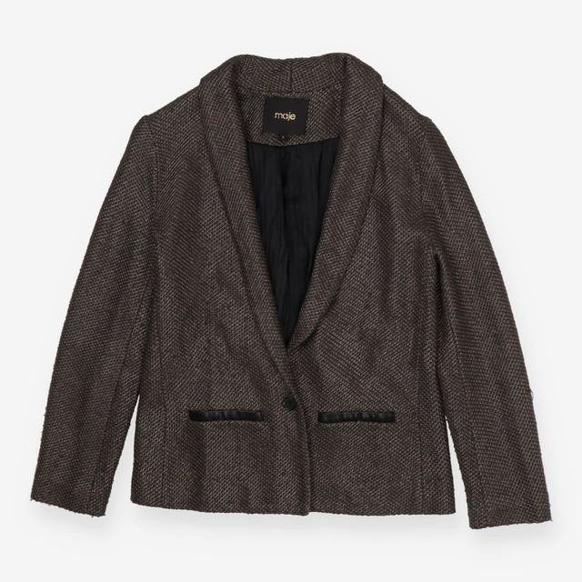 Blazer Textured Grey Open Front Jacket