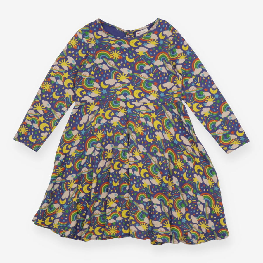 Dress long sleeve purple sun cloud moon star 