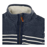 Half-zip sweater blue stripe with fleece collar