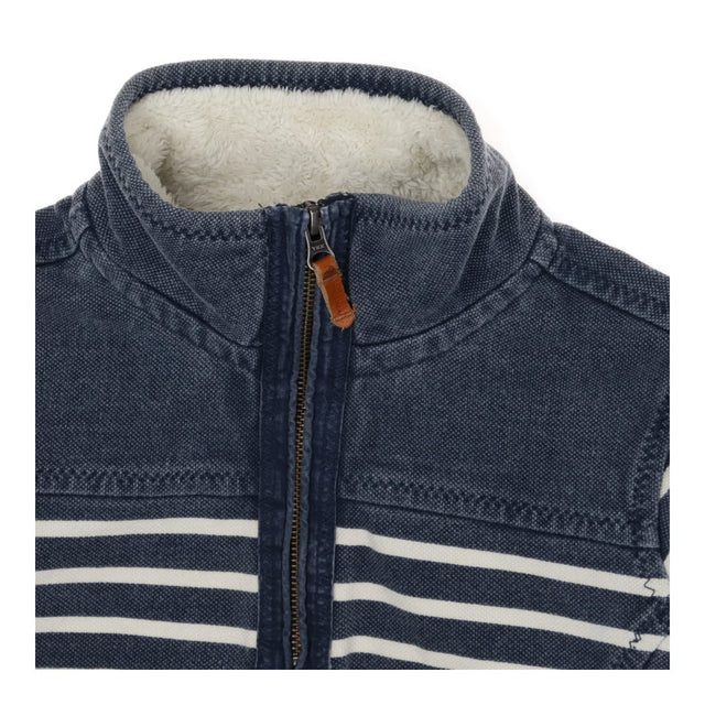 Half-zip sweater blue stripe with fleece collar