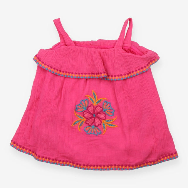 Du Pareil au meme Strappy Top Pink Flower Applique