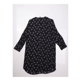 Black White Butterfly Print Long Sleeve Viscose Sh