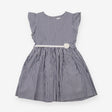 White and Blue Striped Dress with Rose Belt