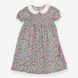 Collared Woven Dress Blue Ditsy Floral Pink 