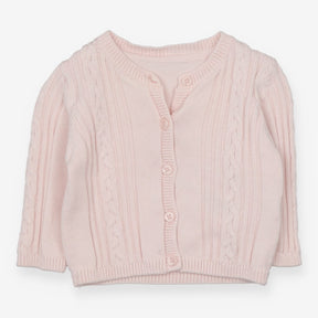 pink cable knit cardigan