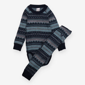 Thermal set bodysuit and leggings blue grey design