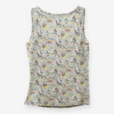 Grey Ditsy Floral Cotton Strappy Top Lace Ruffle T