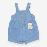 Blue Denim Romper with Cat