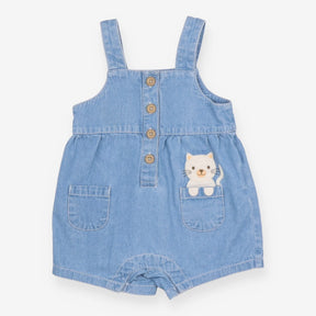Blue Denim Romper with Cat