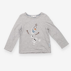 Tee LS grey sequin olaf
