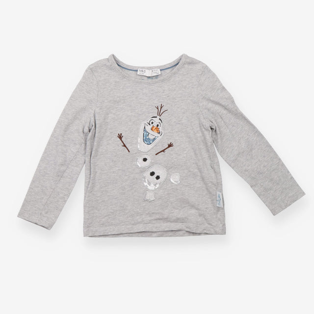 Tee LS grey sequin olaf