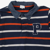 Rugby Shirt Navy - Orange and White Stripes