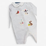 Sleepsuit Collared Grey Stripe with Festive Appliq