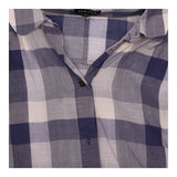 Navy Slate Grey Checked 100% Cotton Button Down Lo