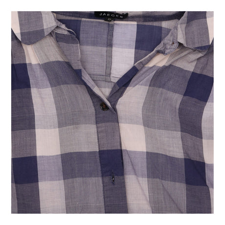 Navy Slate Grey Checked 100% Cotton Button Down Lo