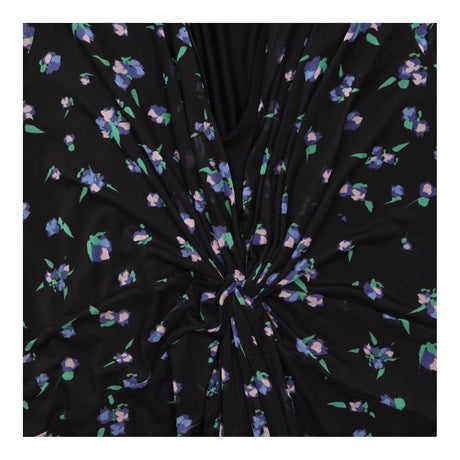 Dress Black Floral Maxi V-Neck Front Twist Long Sl