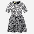 Dress Short Sleeve Printed Black White