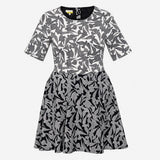 Dress Short Sleeve Printed Black White