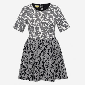 Dress Short Sleeve Printed Black White