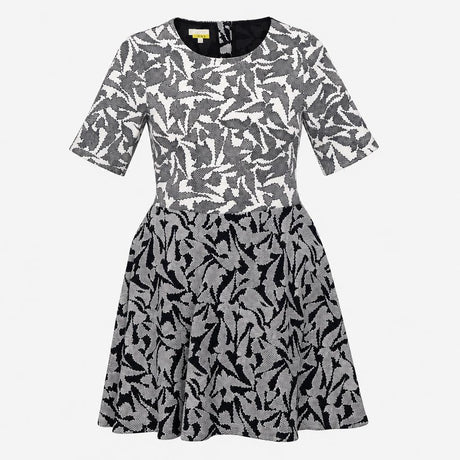 Dress Short Sleeve Printed Black White