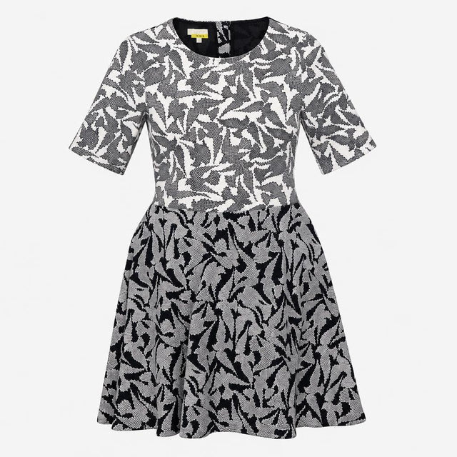 Dress Short Sleeve Printed Black White