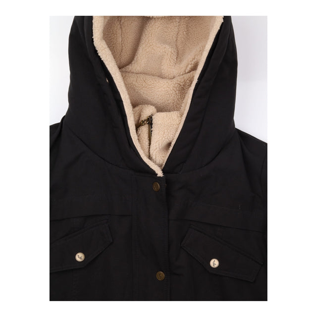 Coat Black Sherpa Fleece Lined Hooded Parka