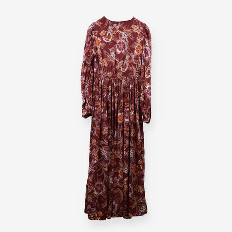 Gwyneth Dress Garnet Woodland Print Jersey Midi