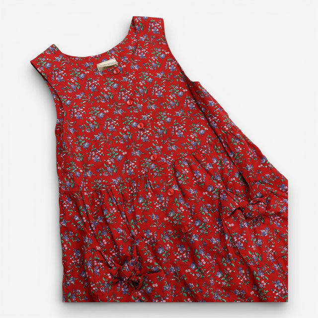 Laura Ashley Jumpsuit Sleeveless Red Blue Flowers
