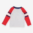 T-shirt grey raglan with red sleeves