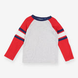T-shirt grey raglan with red sleeves