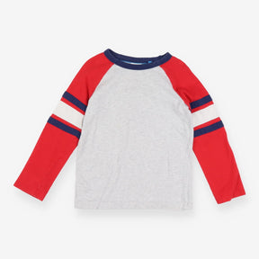 T-shirt grey raglan with red sleeves