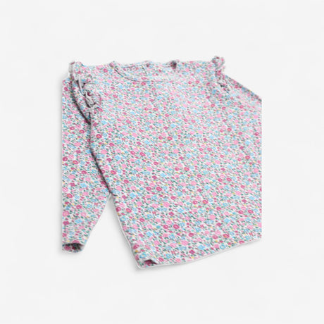 T-Shirt Long Sleeve Ditsy Floral with Frilly Shoul
