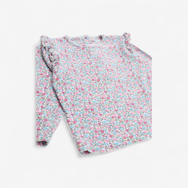T-Shirt Long Sleeve Ditsy Floral with Frilly Shoul